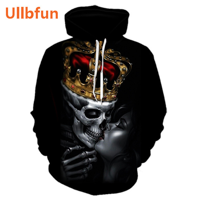 Ullbfun Sweatshirt 3D Skull Printed Pullovers Hoodies (21)